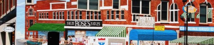 Mural of Old Mebane located in Downtown Mebane